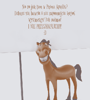 Koń z życzeniami na Prima Aprilis